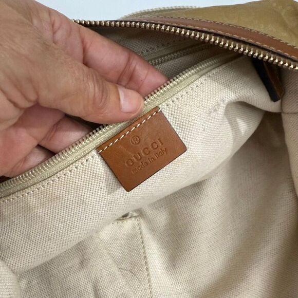 GUCCI Gold Yellow Authentic GG Crossbody Shoulder Bag Plush Soft Canvas Cloth w - Picture 5 of 13